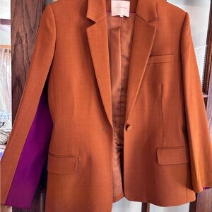 Women's Orange Single-Button Blazer